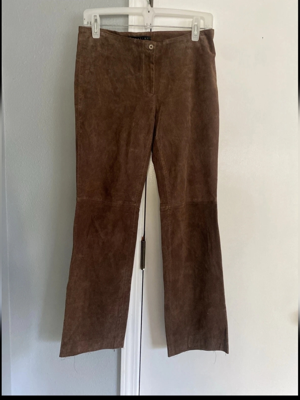 Parallel 100% Leather Suede Lined Brown Wide Leg Pants Genuine Size 4